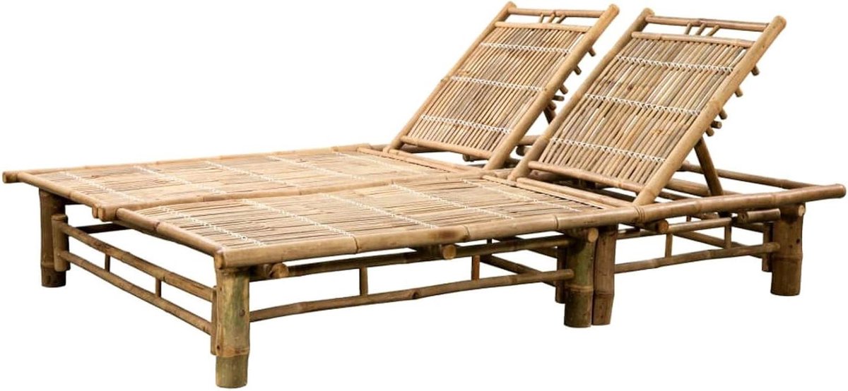 Ligstoel voor 2 - Dubbele hangmat - Ontspannen in de tuin - Gemaakt van bamboe - 123 cm lengte - Natuurlijk