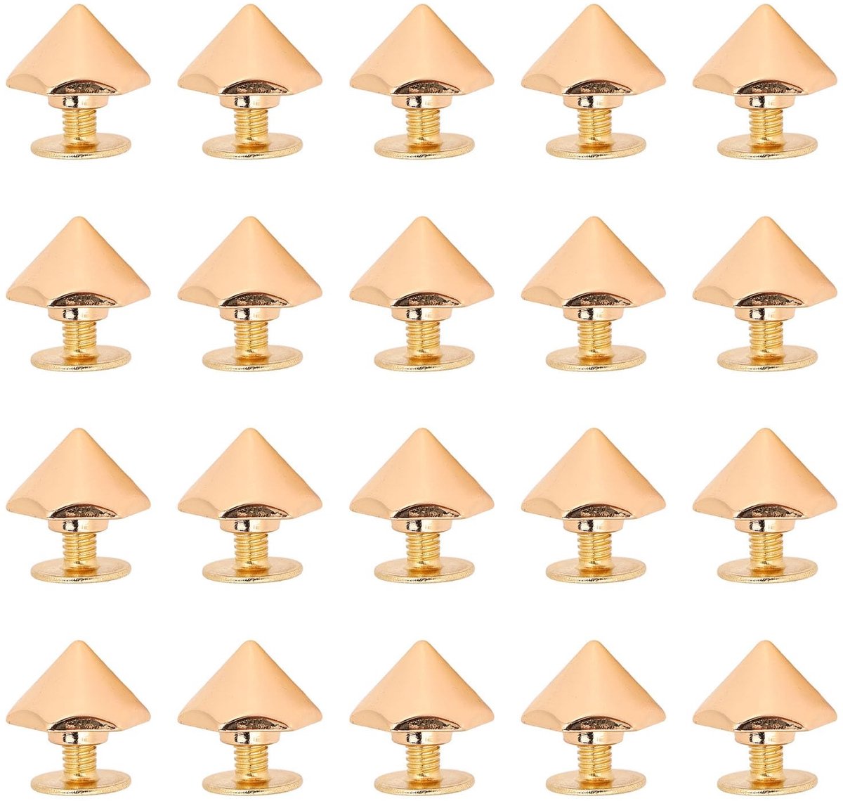 Dailygoods - 20 Stuks Gouden Hex Pyramid Rivets voor Lederen Riemen
