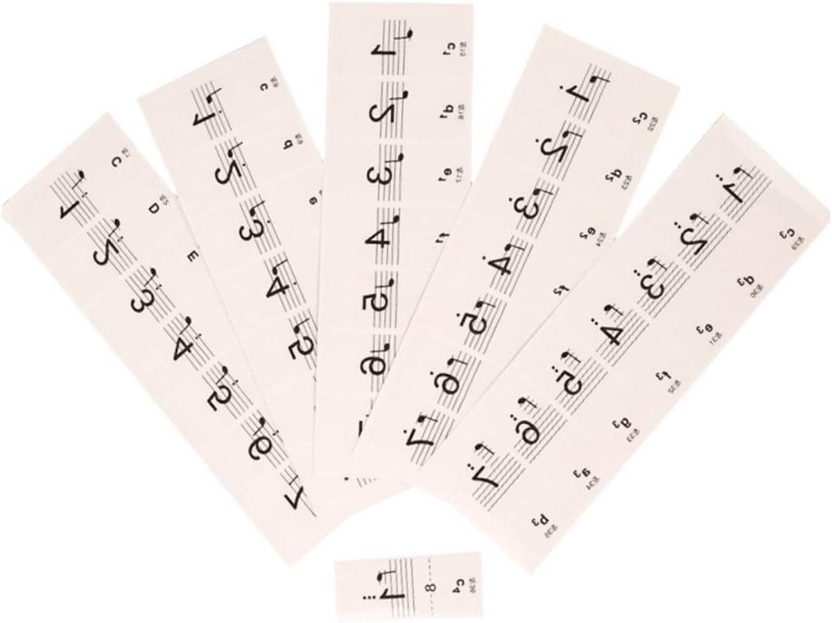 Keyboard Stickers - Muzieknoten Stickers - Piano Leren - Herbruikbaar Transparant - 56 Stuks - Multi