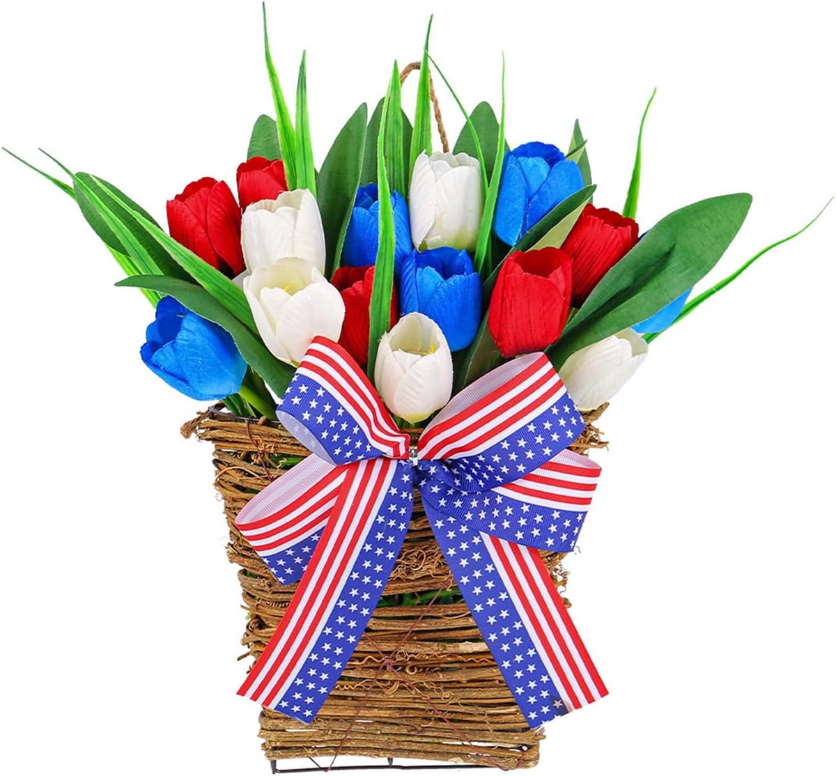 Onafhankelijkheidsdag Kunstmatige Tulpen Voordeur Manden Krans Voordeur Hanger Simulaties