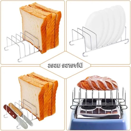 Air Fryer Toast Rack met Broodclip - Ideaal voor Toast, Snacks en Gerechten in Keuken, Restaurant en Feestjes — afbeelding 3