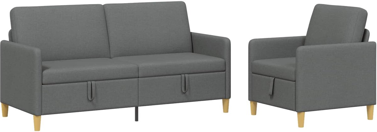 vidaXL - Sofa - Set - Met - Opslag - 2 - st - Donkergrijs - Polyester