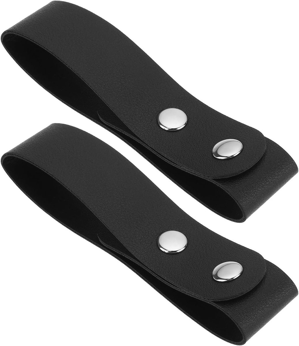 Halloween Leren Whip Holsters - 2 Stuks voor Riemen, Bullwhips en Rijwhips - Zwart, 14x3 cm
