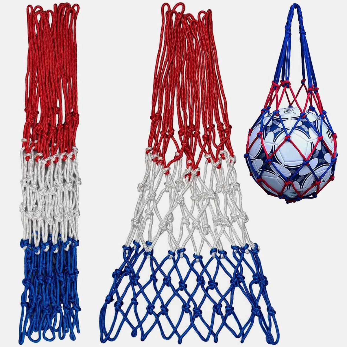 2 Stuks Ultra Heavy Duty Basketbalnet Vervanging 21 Inch, Weerbestendige Netten voor Binnen en Buiten, Inclusief 12 Lussen en Opbergzak voor Basketbal