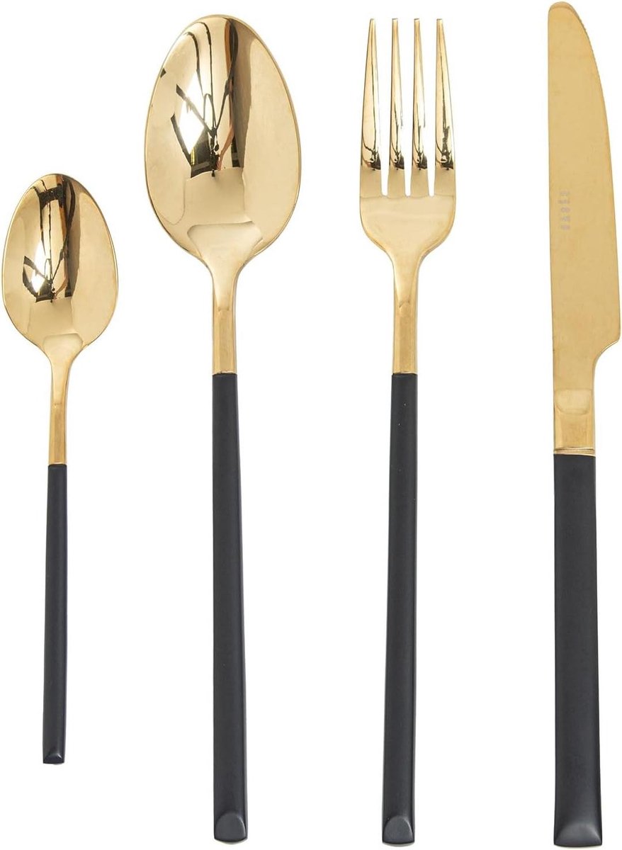 Bestekset - Eetgerei set - Tafel dekken - Moderne stijl - 24 delig - Zwart goud