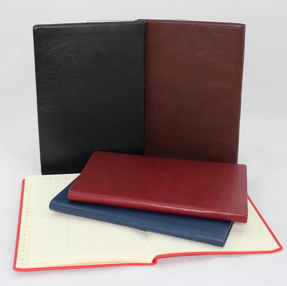 Adresboek Leer - Contactenboek Groot - Adres Opslag - A tot Z Register - 145 x 210 mm - Rood