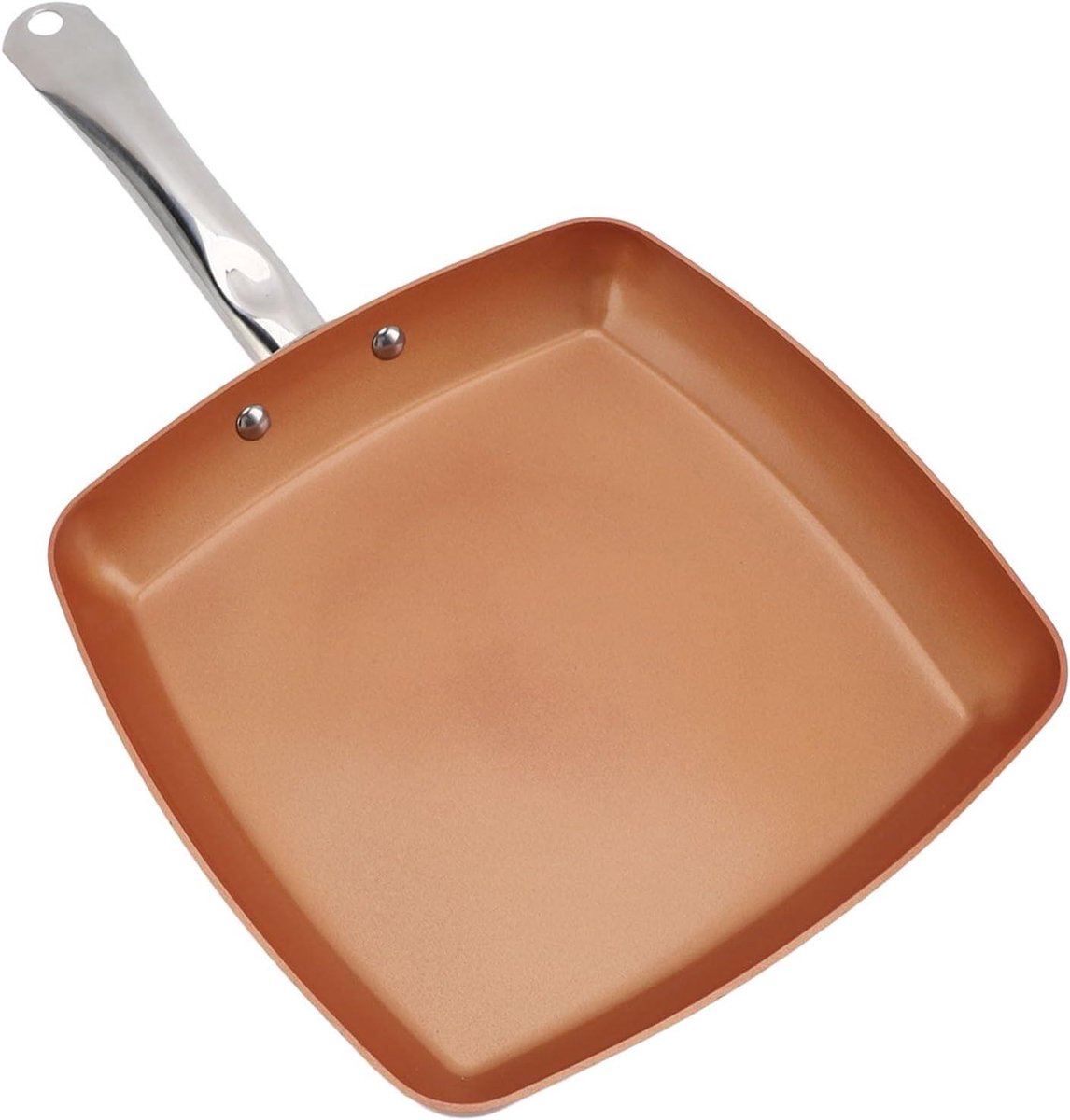 Vierkante Grillpan - Koekenpan - Binnen Koken - Anti-aanbaklaag - 24 Cm - Koperkleurig