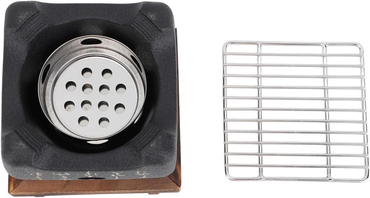 Mini BBQ Grill - Compact Tafelgrill - Buiten Koken - Snelle Opwarming - 16.5x14.5cm - Zwart