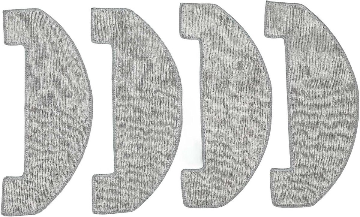 Microvezel Dweildoeken - Robot Stofzuiger Pads - Vloeren Reinigen - Wasbaar Herbruikbaar - 4 Stuks - Grijs