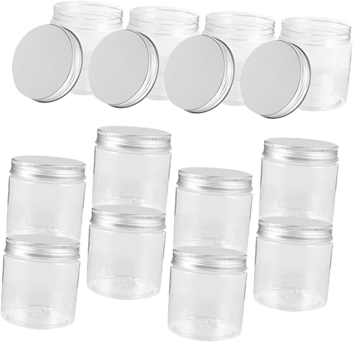 Mini Bewaarpotjes - Honing Potjes - Keuken Organiseren - Met Deksel - 7x7x7 cm - Zilver