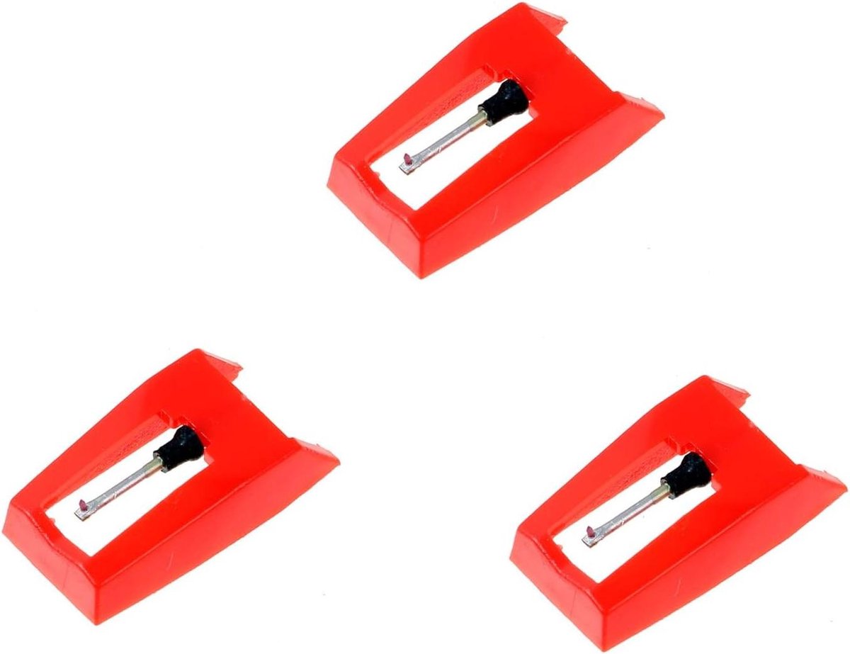 Naalden Set - Platenspeler Naald - Muziek Afspelen - Conische Naald - 3 Stuks - Rood