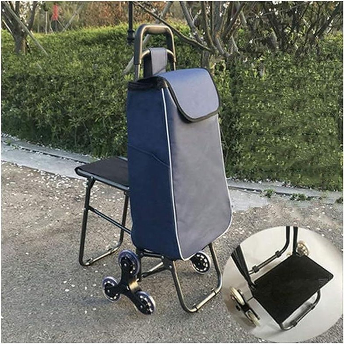 Winkelwagen - Boodschappenkar - Trappen Lopen - Ingebouwde Stoel - 3.2 kg - Meerkleurig