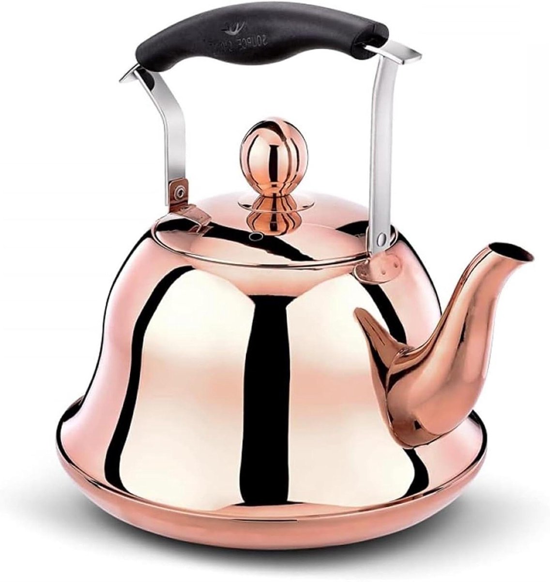 Fluitketel - Waterkoker - Water Koken - Ergonomisch Handvat - 2L Capaciteit - Rosé Goud
