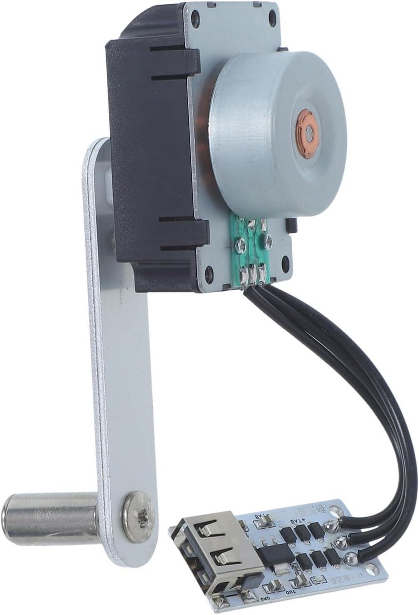 Handaangedreven Generator - Noodstroom Voorziening - Kamperen en Noodgevallen - Compact en Draagbaar - 92 Gram - Zilver