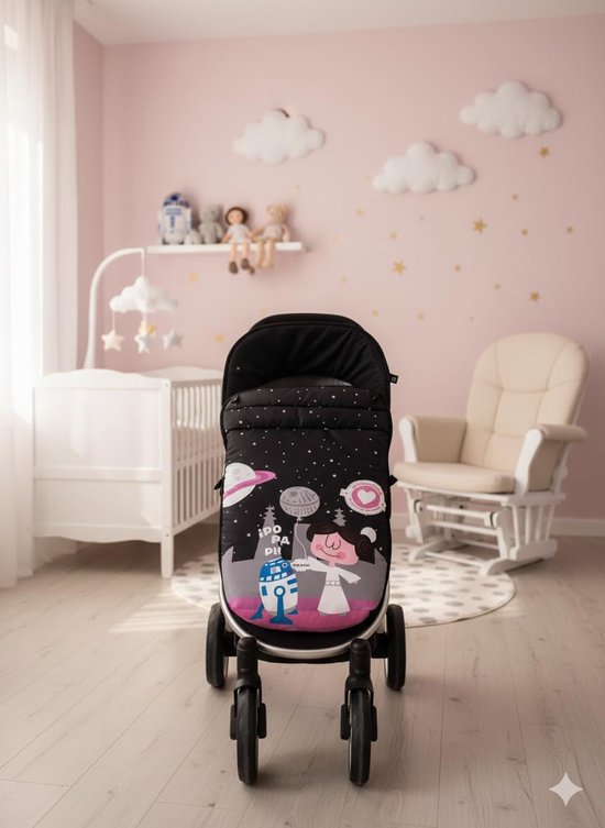 Baby Voetenzak - Kinderwagen Zak - Baby Warm Houden - Waterdichte Fleece - 10x49x97 cm - Grijs Wit — afbeelding 3