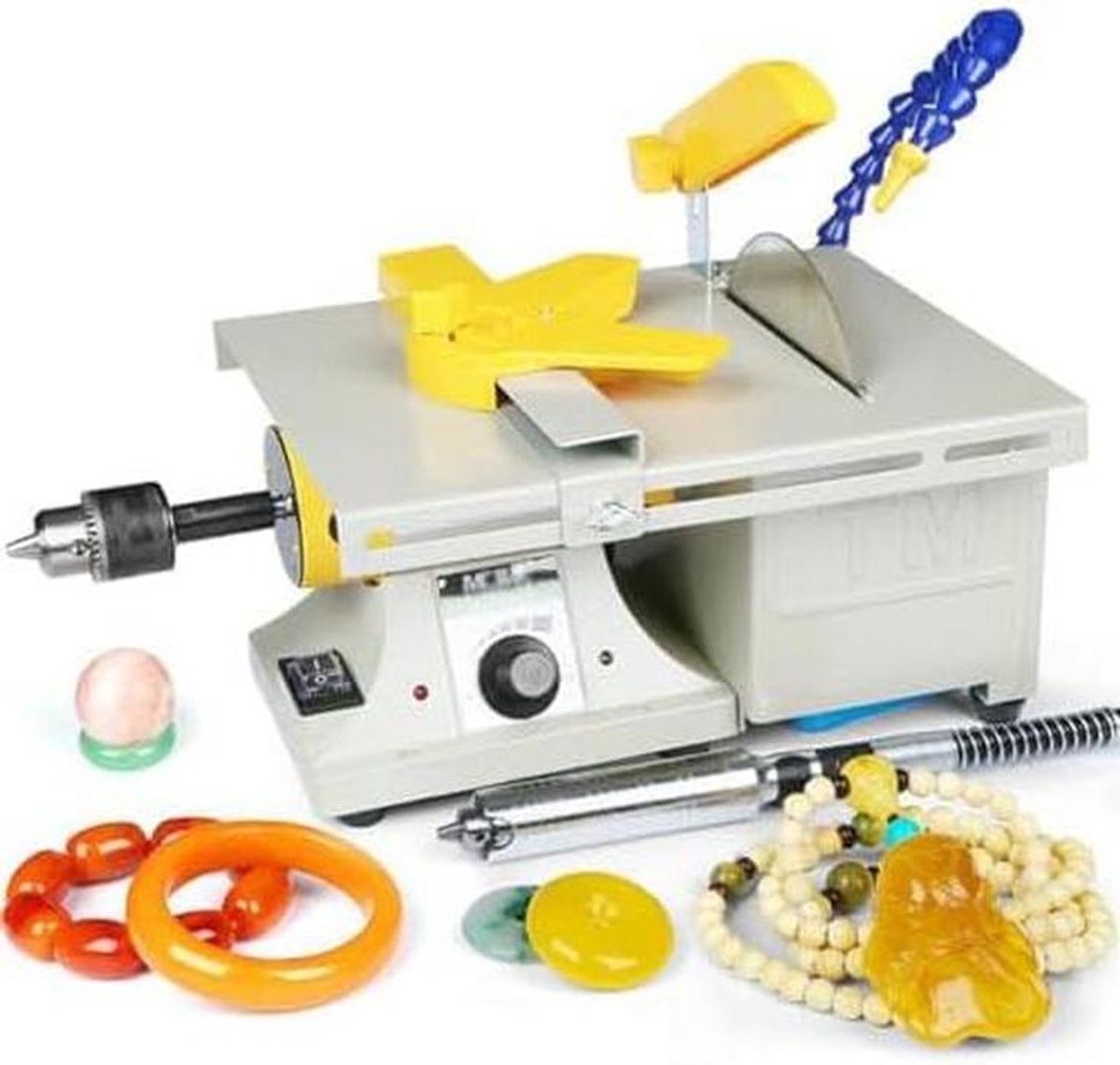 Mini Polijstmachine - Tafel slijpmachine - Sieraden maken - Flexibele as - 75 mm schijf - Grijs