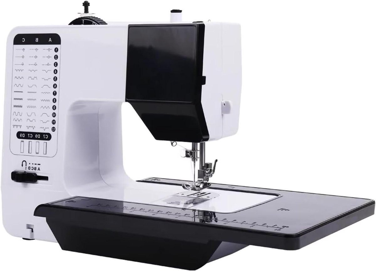 Elektrische Naaimachine - Robuuste Machine - Kleding Maken - 38 Steken - 10x10x10 cm - Zwart Wit