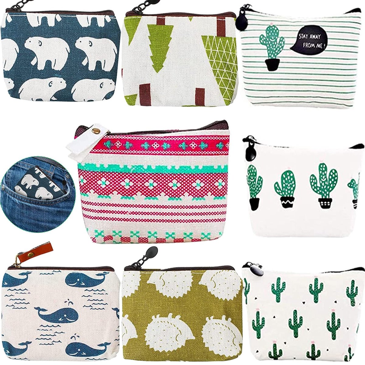 Dailygoods - Dailygoody - Mini Canvas Coin Purse - Multifunctionele Canvas Tas - Handig voor dagelijks gebruik - Compact formaat - Geschikt voor etuis - Leuk voor .