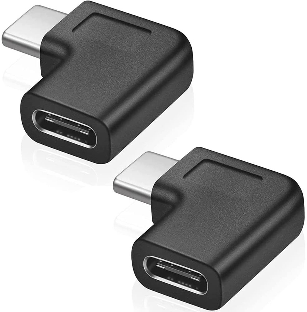 Dailygoods - 90 Graden USB-C Mannelijke naar Vrouwelijke Adapter (Rechts en Links) - 2 Stuks