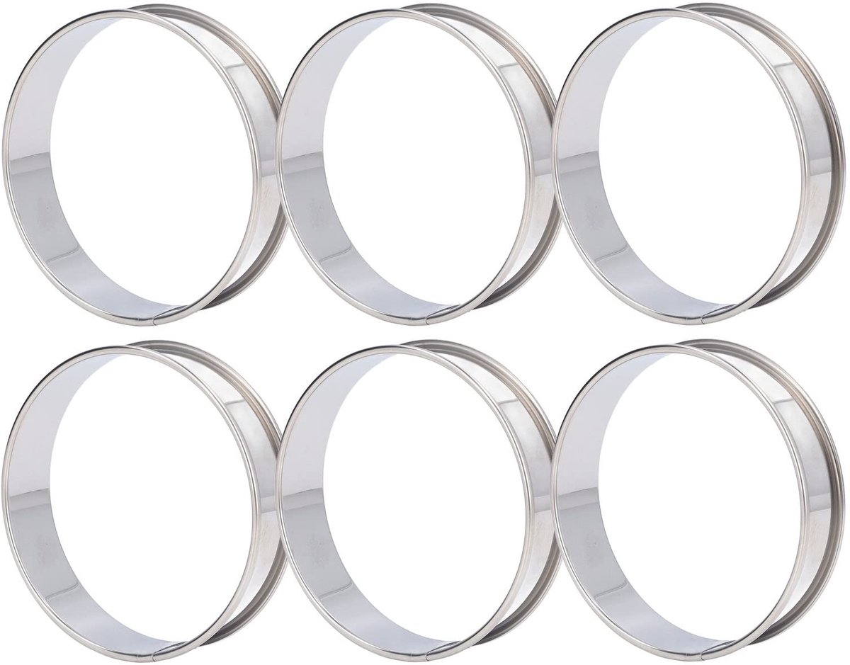 Dailygoods - 6 Stuks RVS Crumpet Ringen voor Muffins en Desserts