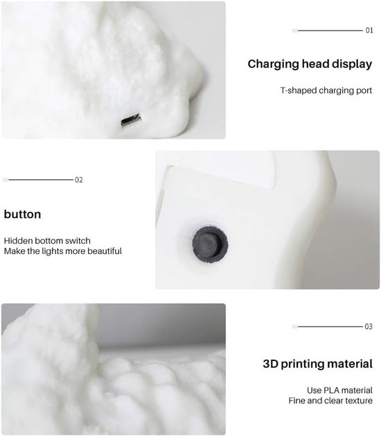 3D-Gedrukte Draak Nachtlamp - USB-Opladelbare LED Maanlamp, Touchbediening Kleurverandering, Eco-Vriendelijk Materiaal van Merkloos — afbeelding 5
