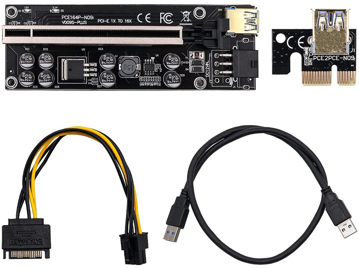 Dailygoods - PCI-E Riser Card met USB 3.0 en SATA Stroomkabel voor Grafische Kaarten