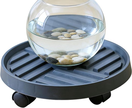 Rolplantenstandaard - Plantroller met wielen - Planten verplaatsen - Vergrendelbaar wielsysteem - 21 cm diameter - Zwart