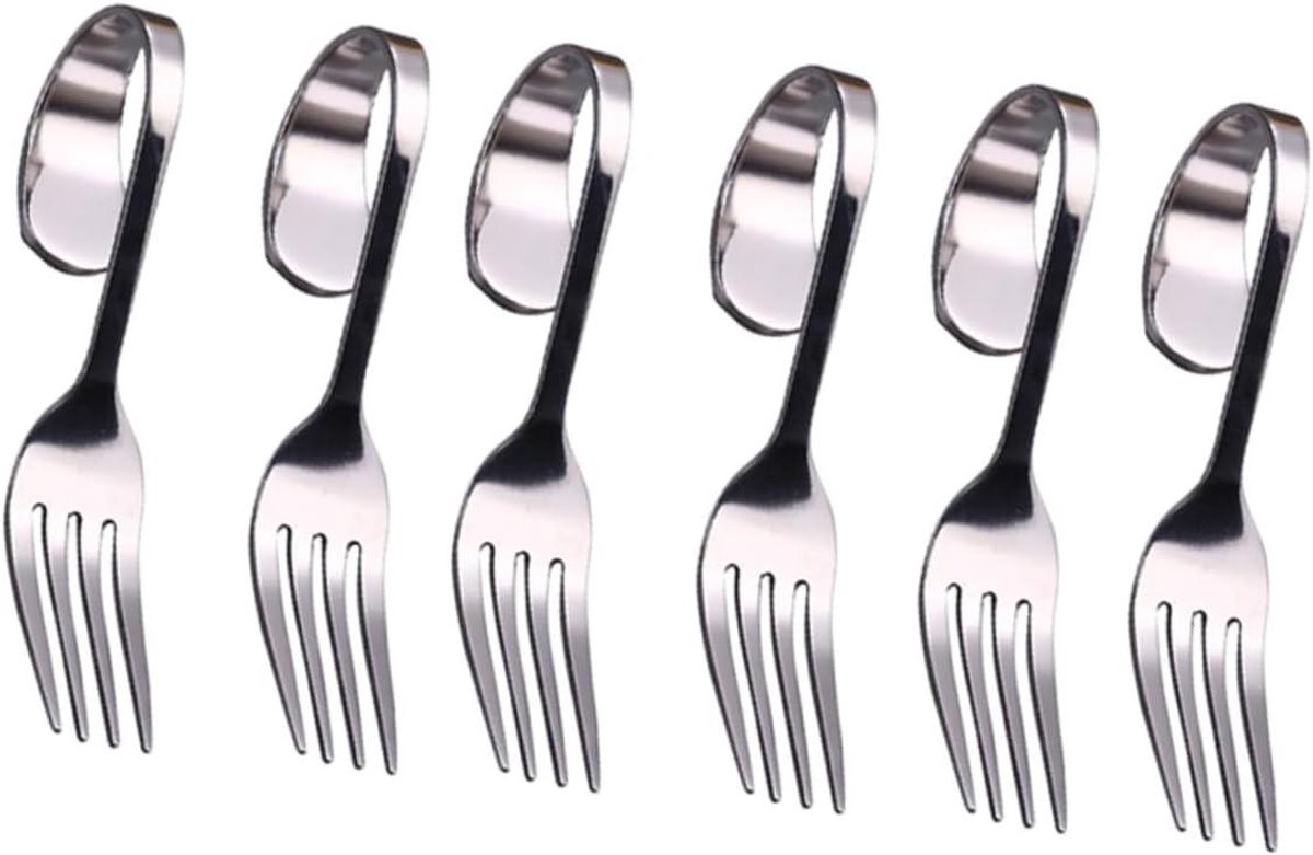 Salade Dessertvork - Roestvrij staal - Desserts Serveren - Gebogen Handvat - 6 Stuks - Zilver