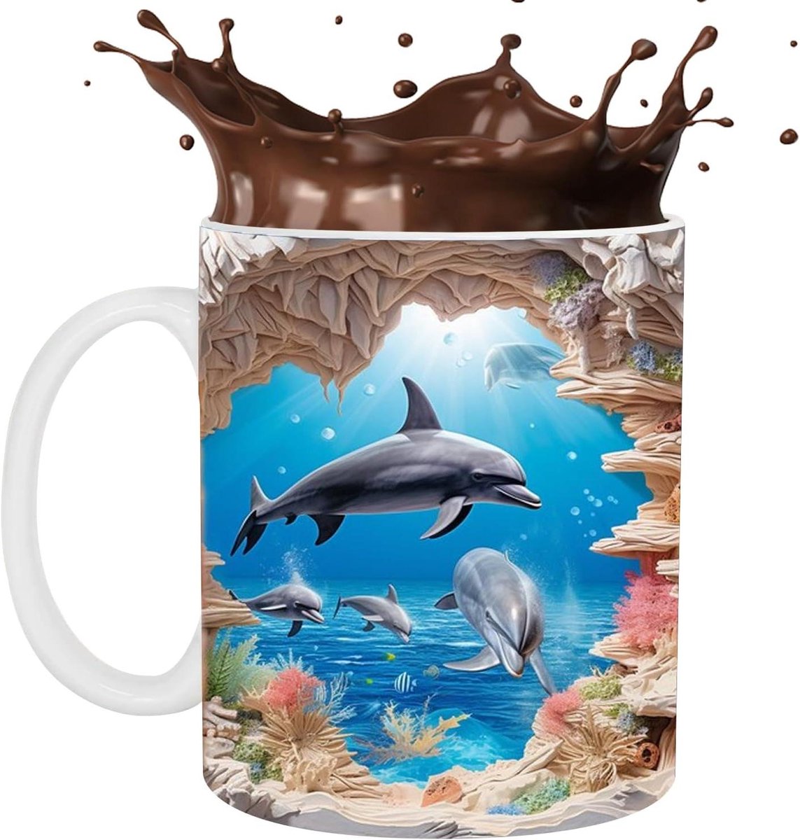 Keramische Mok - Dolfijn Kopje - Warme Dranken - 3D Ontwerp - 300 ml - Meerdere Kleuren