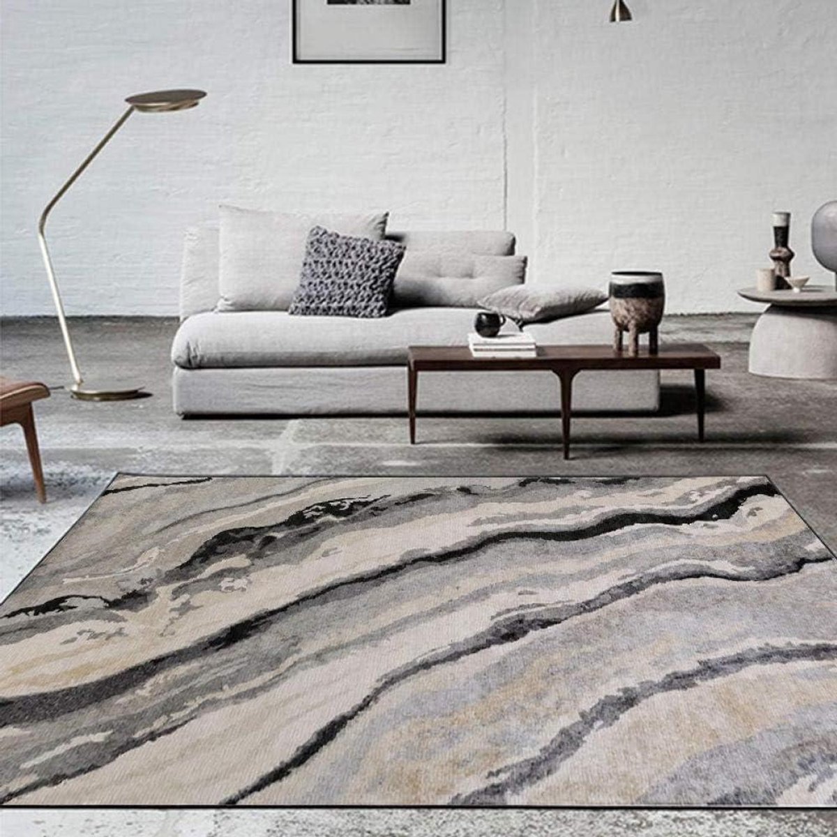 Vloerkleed Modern - Abstract Patroon - Woonkamer Decoratie - Slijtvast Ontwerp - 200x300CM - Grijs Zwart