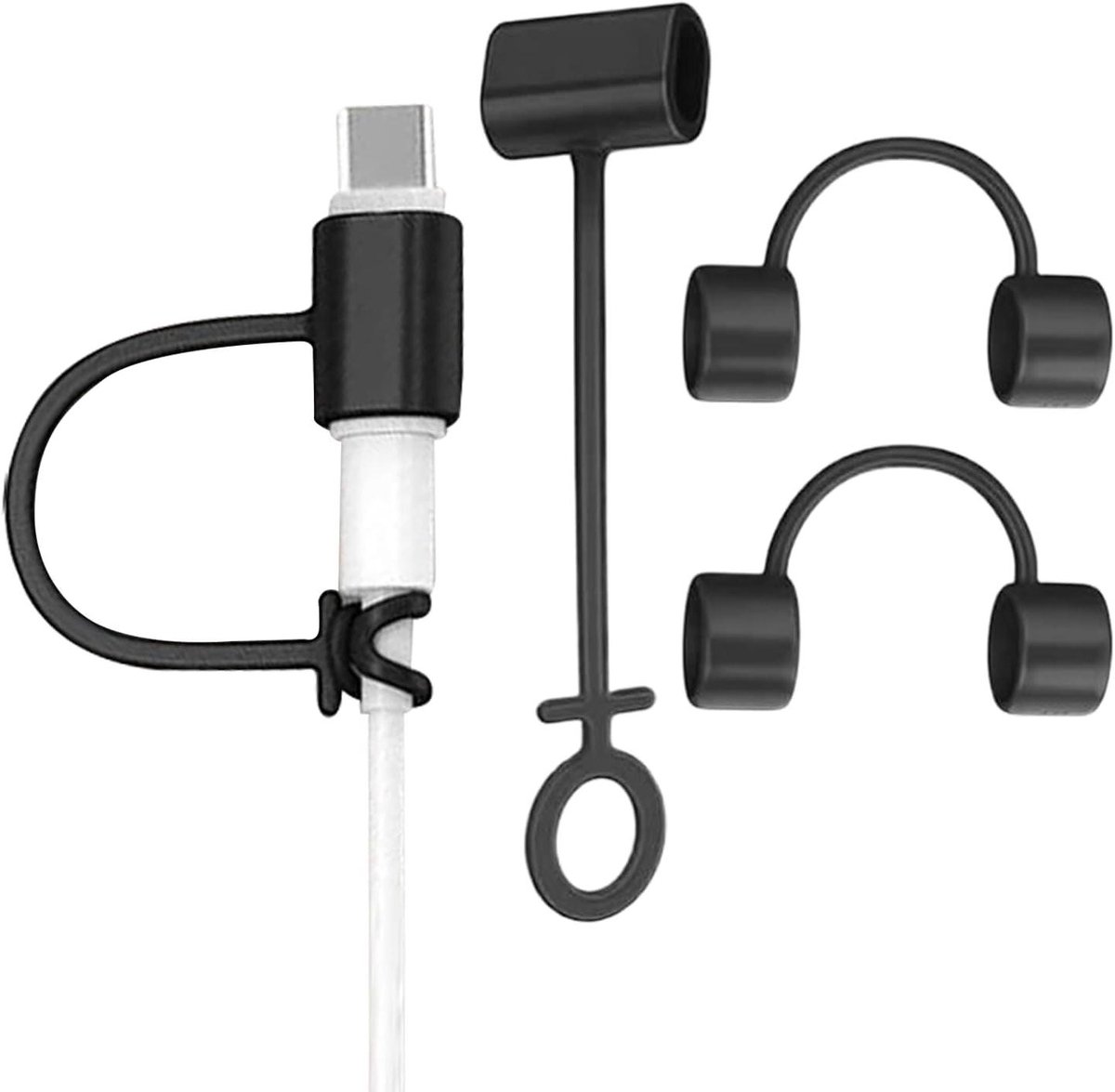 Adapter Houder - Kabel Beschermer - Opladen Onderweg - Flexibel Siliconen - 95 cm - Zwart