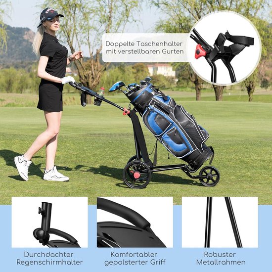 Golftrolley - Golfkar Golfwagen - Golfen op de baan - Inklapbaar met remsysteem - 915 x 60 x 1295 cm — afbeelding 3