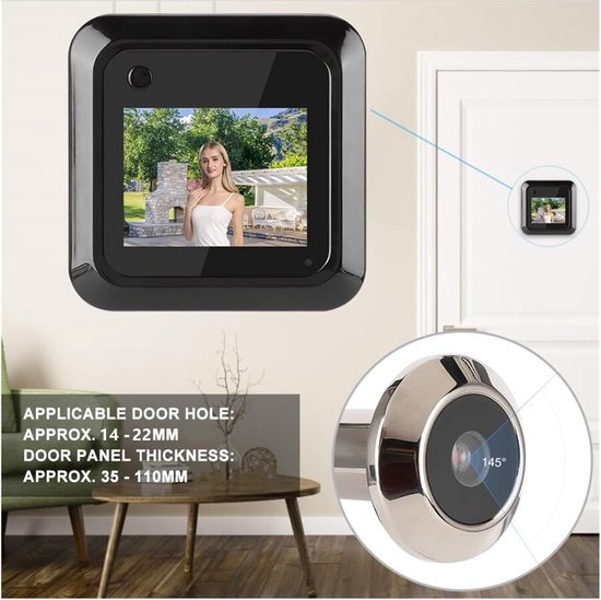 Digitale Deurkijker - Spion Camera - Veilig Thuis - 145 Graden Groothoek - 2.4 Inch Scherm - Zilverkleurig van Merkloos — afbeelding 5