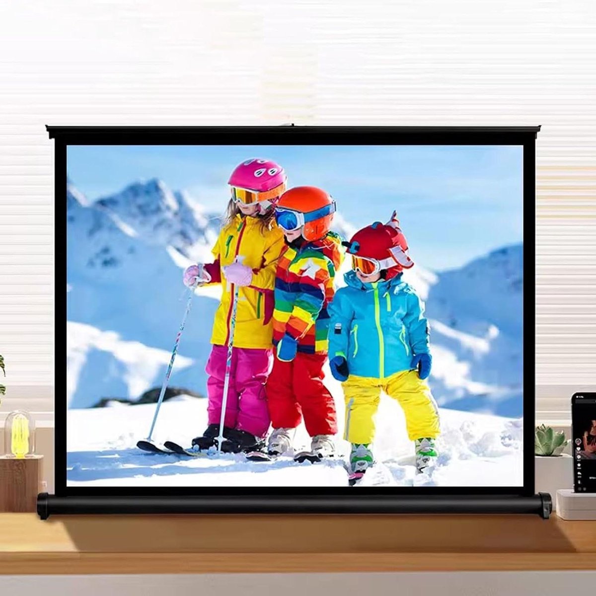 Projectiescherm - Beamer scherm - Thuisbioscoop creëren - Draagbaar en intrekbaar - 50 inch 16:9 - Wit