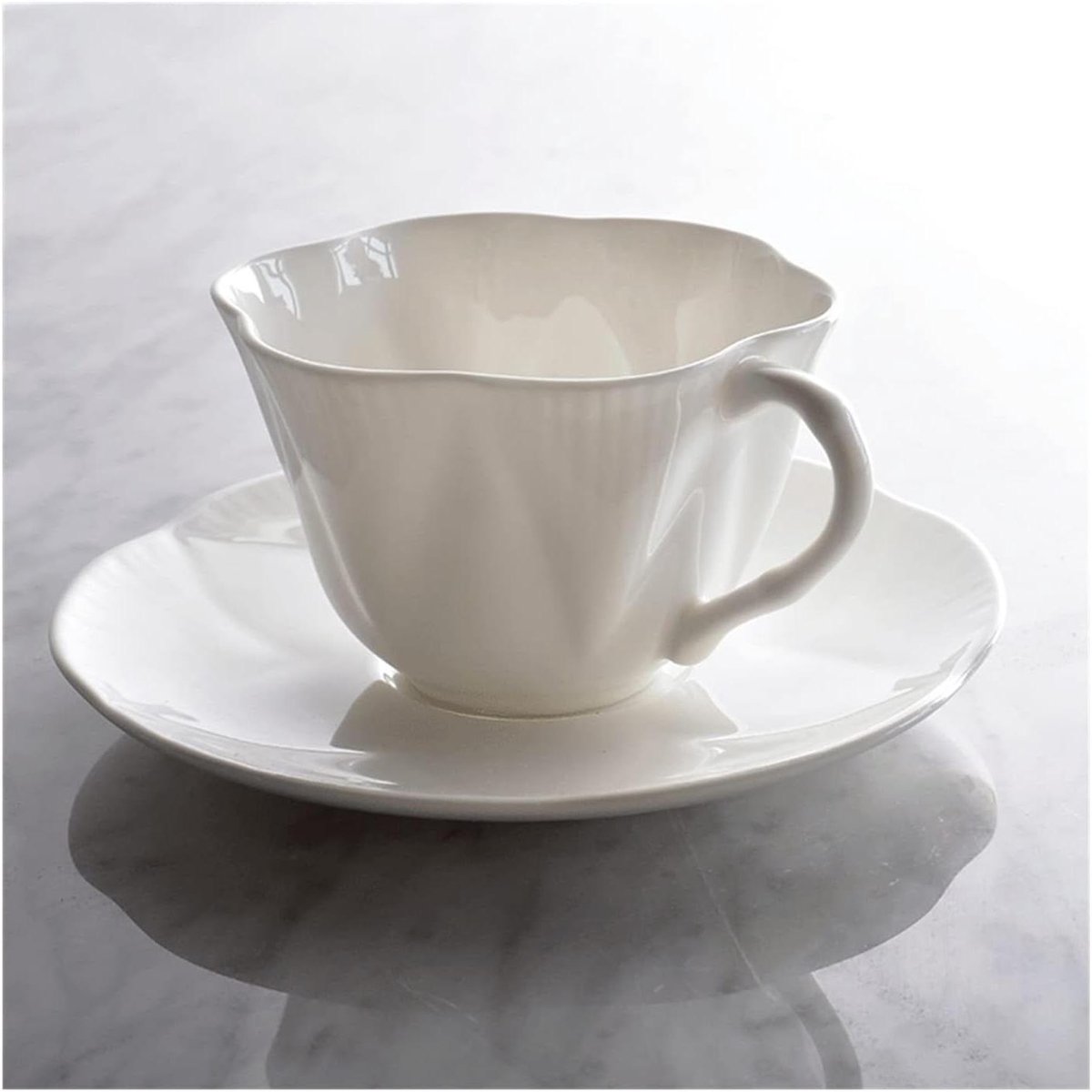 Koffiekop Set - Thee Kopje - Genieten Koffie - Klassiek Design - 200 ml - Wit