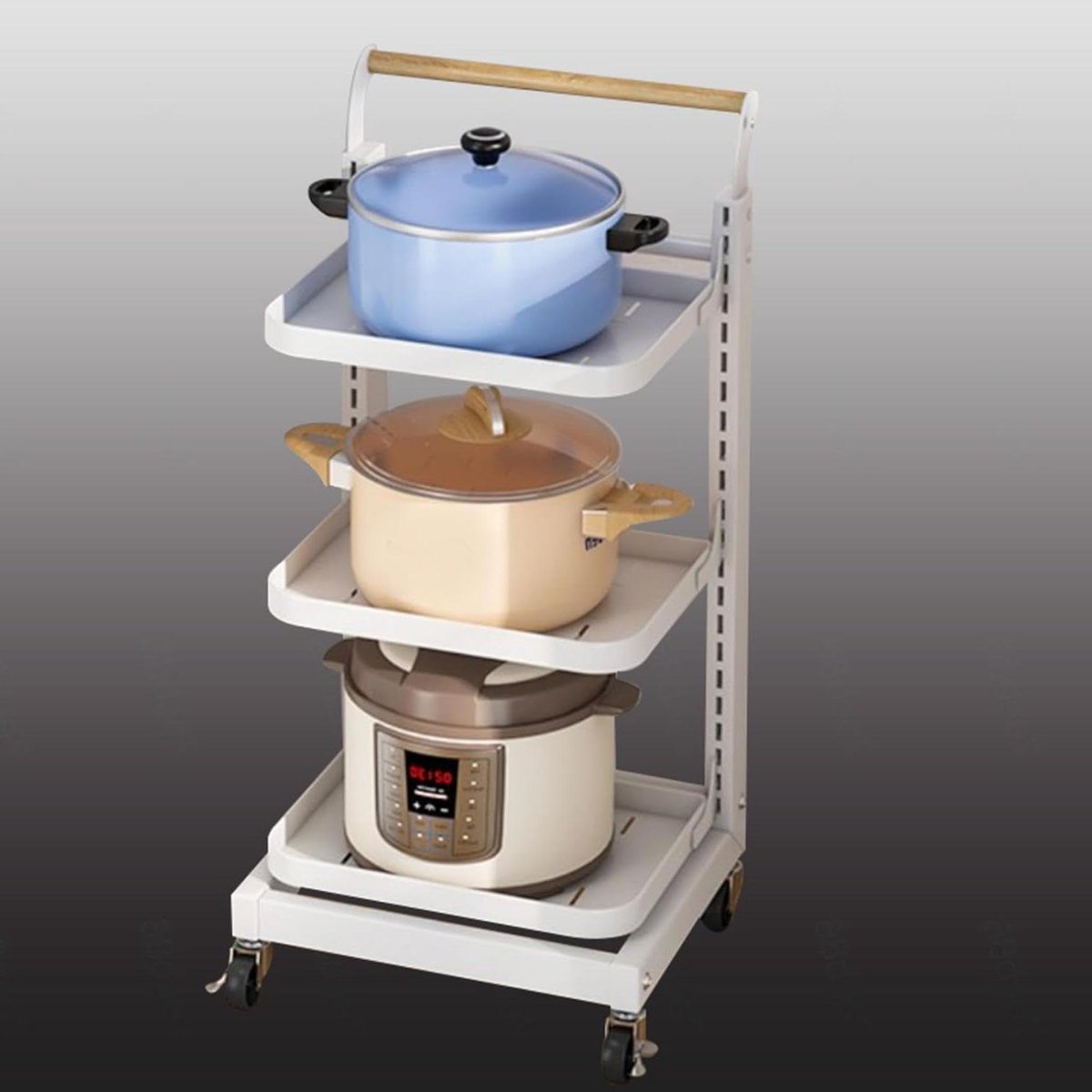 Opslag Rek - Keuken Organizer - Ruimte Besparen - Verrijdbaar Ontwerp - 3 Lagen - Wit