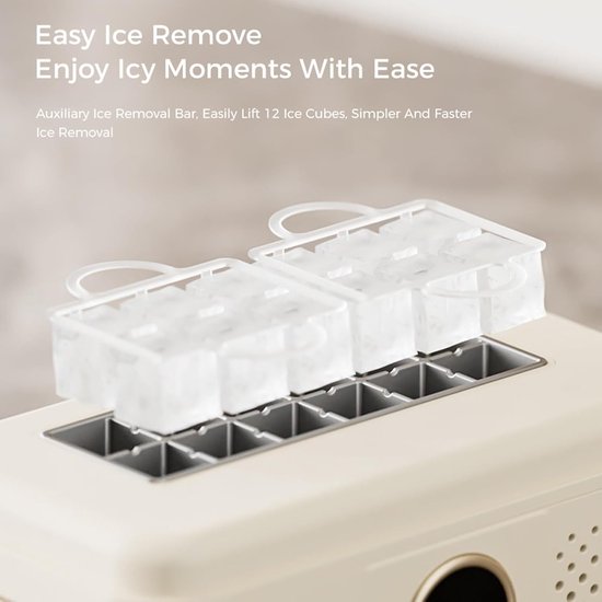 Mini IJsblokjesmachine - Draagbare Maker - Snel IJs Maken - Dual Power Opties - 12 Blokjes Per Keer - Crèmegeel van MINI — afbeelding 3