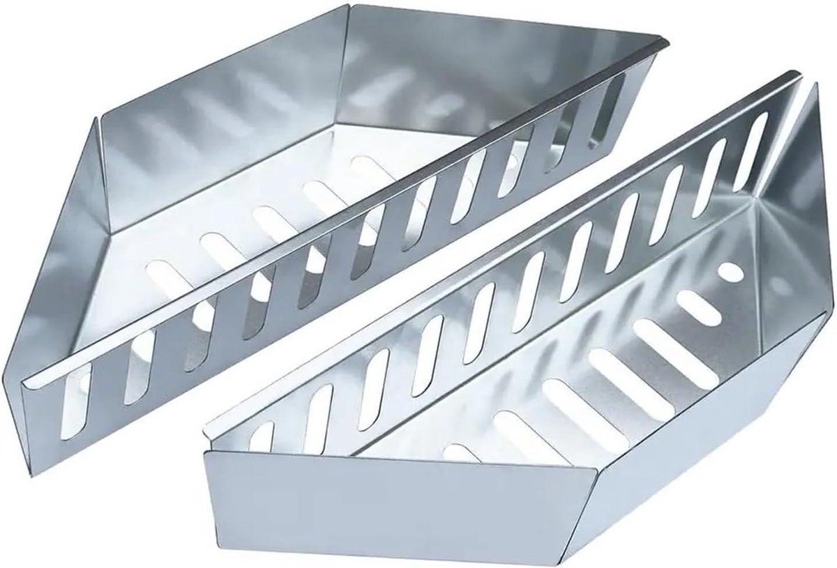 Houtskool Mand - Grill Houder - Barbecue Koken - Gelijkmatige Warmte - 38.5 cm Lengte - Zilver