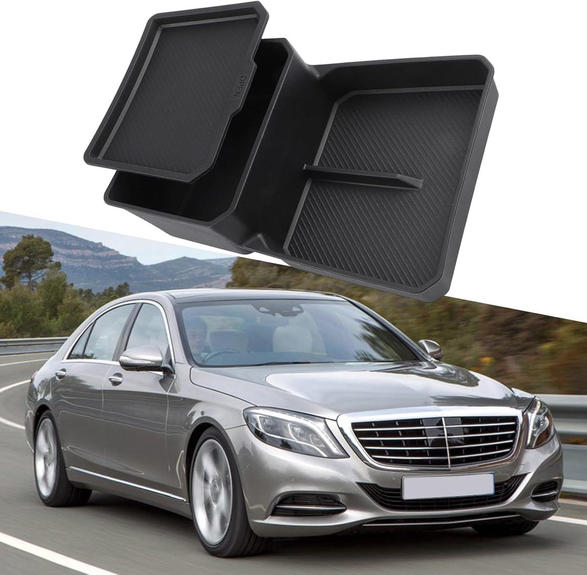 Opbergdoos Middenconsole - Auto Organizer - Auto Interieur - Dubbellaags Ontwerp - 27 cm - Zwart