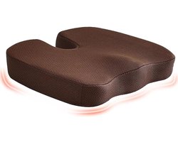 Autozitkussen - Stoelverhoger Volwassenen - Comfortabel Autorijden - Ergonomisch Ontwerp - 45 x 35 x 7 cm - Bruin