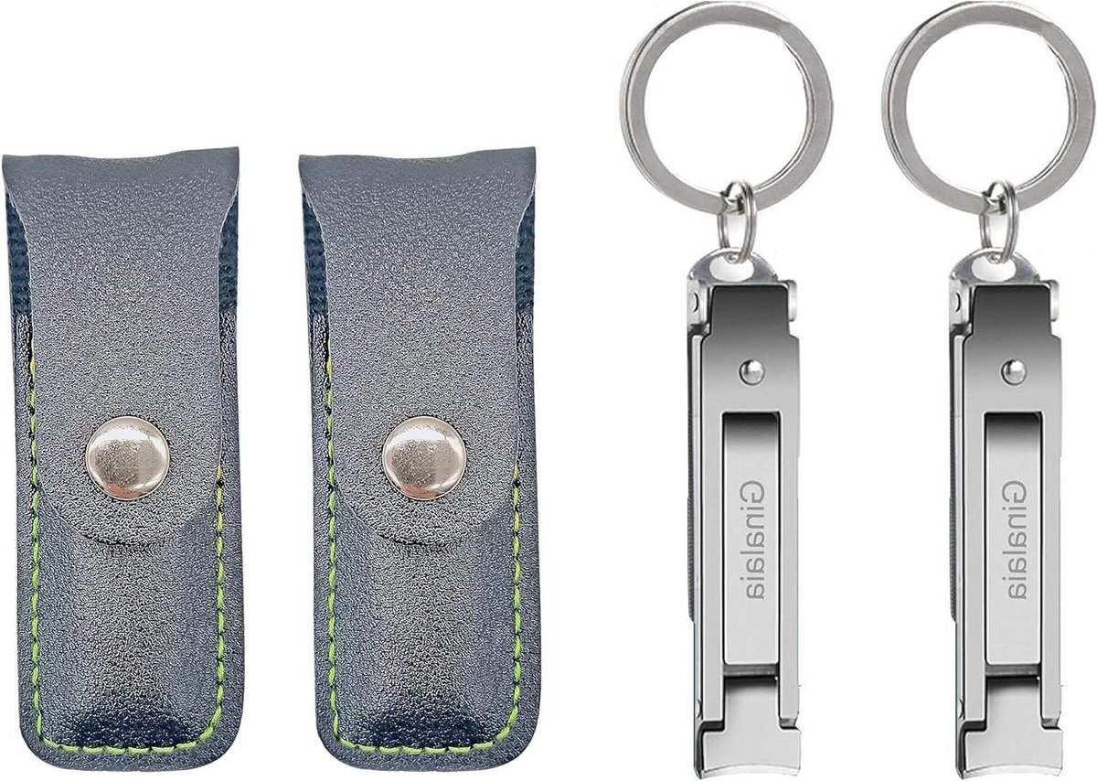 Nagelknipper set - Reis knippers - Nietjes verzorgen - Ultradun plat ontwerp - 2 stuks - Zilver