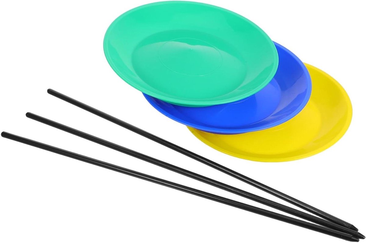 Jongleer Draaitafel Set - Vaardigheidsplaat Speelgoed - Hand-Oog Coördinatie - Inclusief Handstokjes - 23.5 cm - Diverse Kleuren