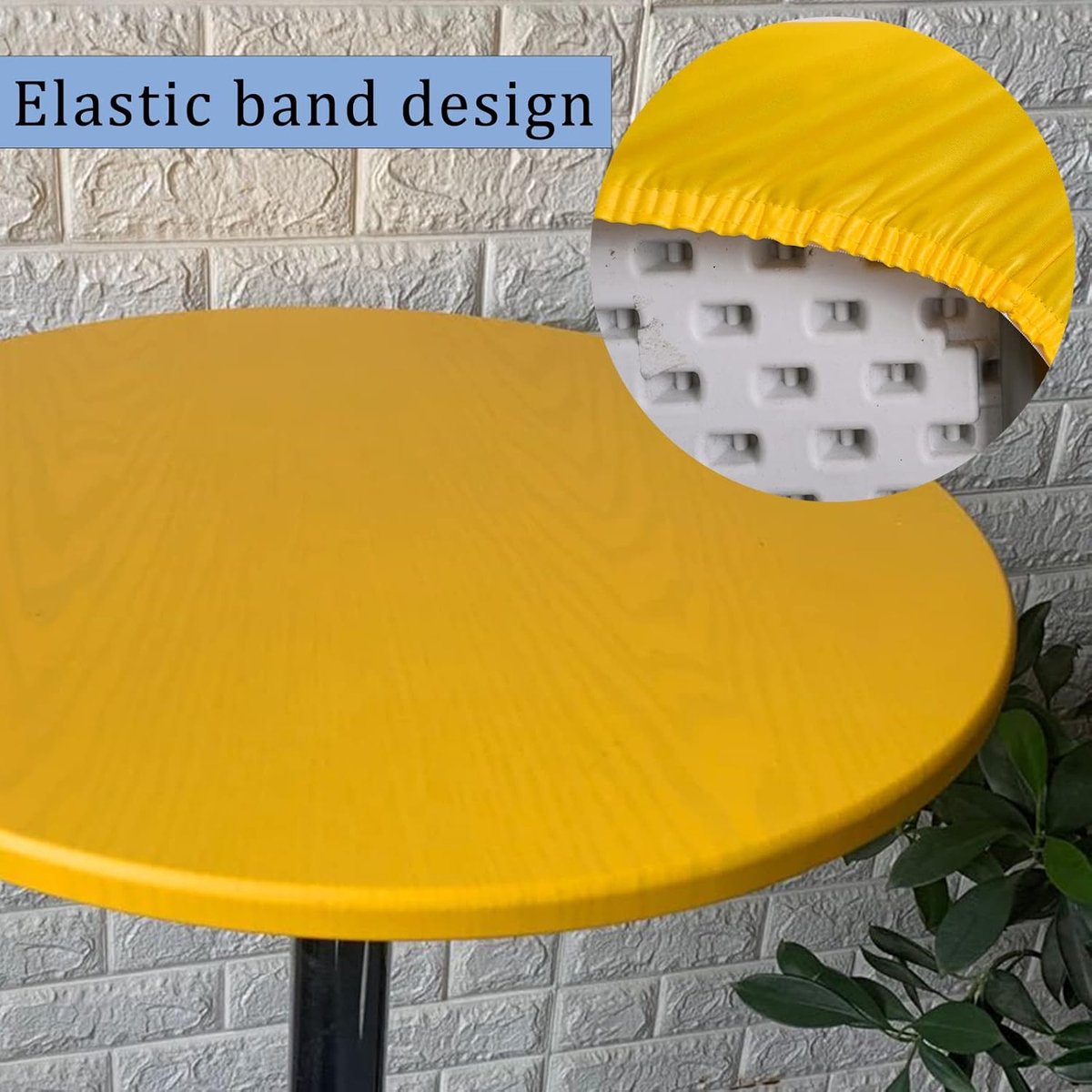Tafelkleed Rond - Tafelhoes Waterdicht - Tafel Beschermen - Elastische Rand - 130 cm - Geel