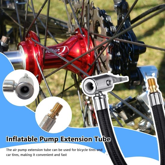 Universele Slang Adapter - Ventiel Verlengstuk - Banden Oppompen - Vergrendelbare Luchtspindel - 235 mm - Zwart — afbeelding 2