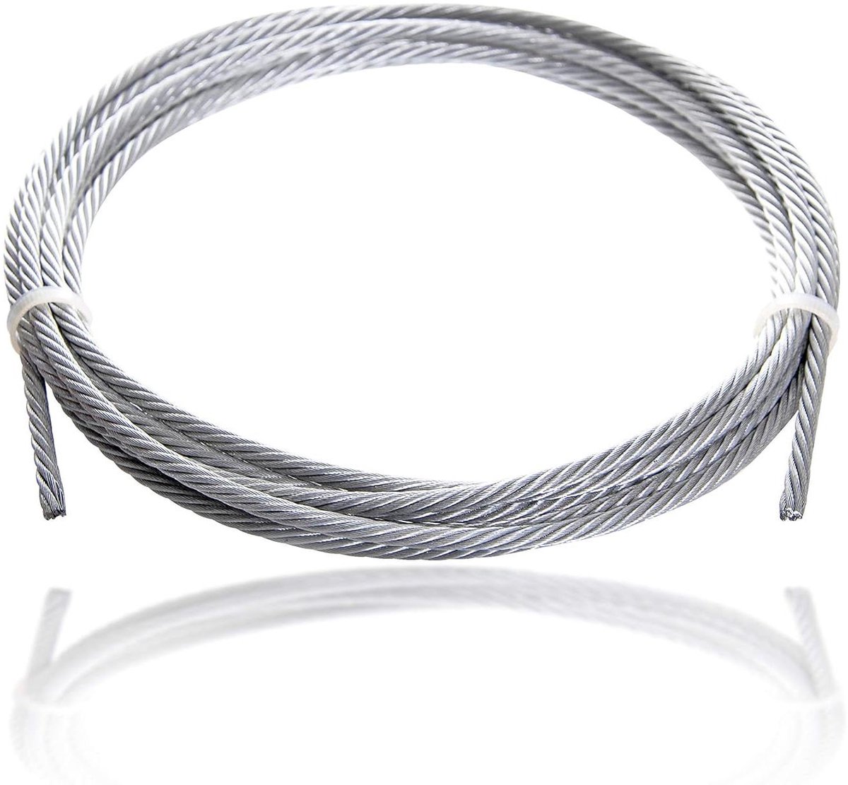 Staalkabel per meter - Gegalvaniseerd staaldraad - Lasten optillen - Hoge flexibiliteit - 4mm dik - Zilver