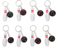 MAGICLULU 8Pcs Colorful Plastic Bowling Ball Keychain Pendants Cute And Stylish Keychain Rings For Bowling Lovers Key Decoration