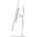 Zijaanzicht van een witte monitor met een slank profiel en een verstelbare standaard.
