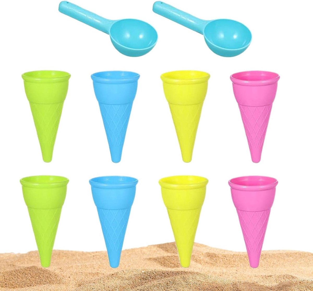 IJsjes Vormpjes - Zandvormen Set - Zomerpret Maken - Royale 10-delige Set - 18 x 12 x 10 cm