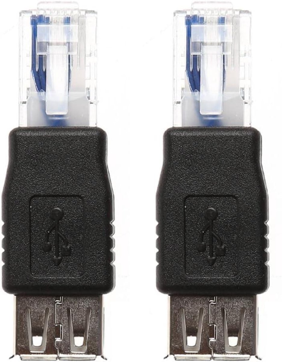 USB naar Ethernet Adapter - Converter Kabel - Internet Verbinding - Compact Ontwerp - 2 Stuks - Zwart