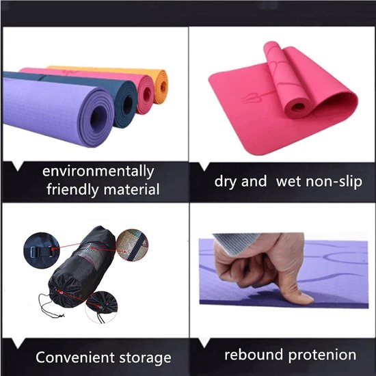 Yogamat - Fitness Tapijt - Thuis Sporten - Met Positielijn - 183x80cm - Oranje van Yogamat — afbeelding 4